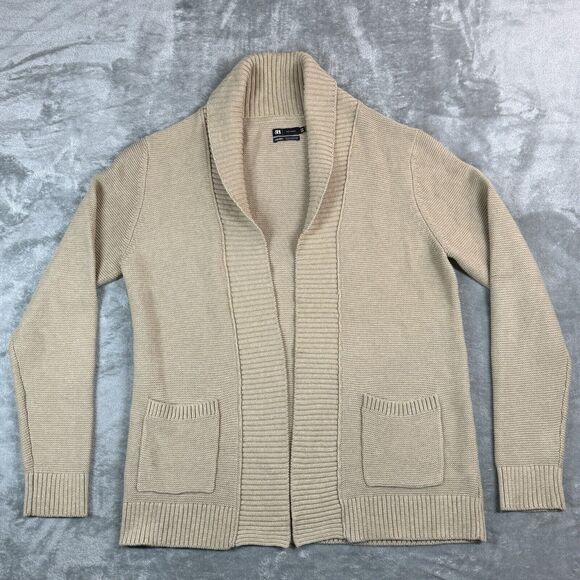 Le 31 Par Simons Cardigan Women’s PM Beige Organic Cotton Pockets GrandmaCore - Picture 1 of 9
